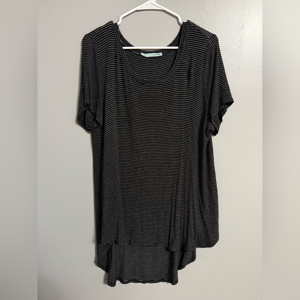 Maurices Black and White Striped Short Sleeve Top